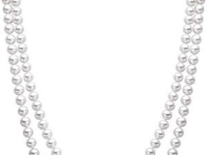 Elegant Women Lady Long White Sweater Created Pearl Necklace Beaded necklace