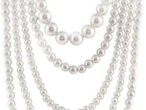 Multilayer Strand Chain Faux Pearls Flapper Beads Cluster Long Choker Necklace