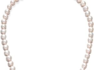 White Freshwater Cultured Pearl Necklace, Real Pearl Strand Necklaces Jewelry with Heart Clasp Mom Valentines Day Gifts for Women, Her, Wife, Sister