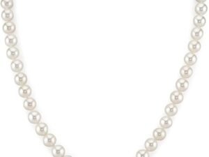 Real Pearl Necklace AAA+ Quality Round White Freshwater Genuine Cultured Pearls |14K Gold Plated Sterling Silver Clasp Pearl Gifts for Christmas, Holidays and Anniversary