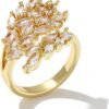 18K Gold Plated Cubiz Zirconia Wedding Engagement Wide Adjustable Band Ring for Women