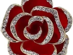 Crystal Rhinestone Red Flower Camellia Pin Brooch - Ladies' Fashion Clothing Accessory