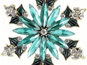 Rhinestone Snowflake Brooch for Women Colorfu Crystal Winter Snowflake Flower Brooch Pin Christmas Brooch Pins Elegant Clothing Hat Bag Skirt Accessories Christmas Halloween Birthday Party Costume Jewelry