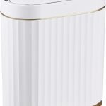 Automatic Motion Sensor Trash Can - 2 Gallon Slimline for Bathroom, Bedroom, Kitchen, Office - White with Gold Trim