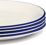 11" Dinner Plates - Set of 4 - White With Navy Blue Rim - Porcelain - Crafted in England - Image 2