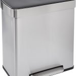 Dual Compartment Recycling Trash Can with Soft-Close Lid, Fingerprint Resistant, Removable Liner Buckets, 60 Liters, Rectangular, Grey, Silver