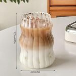 2 Pcs Ribbed Glass Cups, 18 Oz  Drinking Glassware with Wave Shape Design, Bubble Cups for Iced Coffee, Juice, Beverage, Milk, Cocktails, Bubble Tea, and More - Image 2