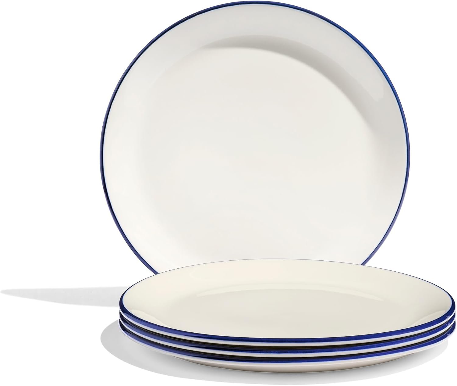 619GZuaKtlL._AC_SL1500_.jpg 11" Dinner Plates - Set of 4 - White With Navy Blue Rim - Porcelain - Crafted in England - Image 1