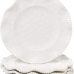 Off-White Melamine Dinner Plates – Set of 4, 11" Elegant Beaded Design, Unbreakable & Heavyweight – Indoor & Outdoor Use, Perfect for Dining, BBQs, Picnics, Weddings & Everyday Meals