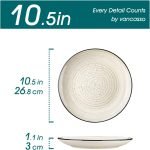 Dinner Plates Set of 6, 10.5 Inch Ceramic Dinner Pasta Plates,Large Dinnerware Plate for Kitchen, Microwave & Dishwasher Safe Serving Bowls, Beige - Image 2