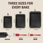 3 Piece Set Baking Pans Set, Rectangle Bakeware, Stackable Depth Bakeware, Nonstick Baking Sheets, Rust & Warp Resistant, Easy Clean - Image 2