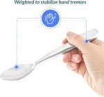 Weighted 7 oz Eating Utensils by , 4pc Stainless Steel Knife Fork Spoon Set for Tremors - Image 2