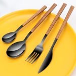 Stainless Steel Flatware Set for 4, Cutlery Utensils Set Include Knives/Forks/Spoons Service for 4, Mirror Polished and Dishwasher Safe (black) - Image 2