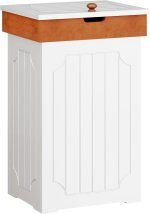 Trash Can Cabinet, 13 Gallon Kitchen Garbage Can, Wooden Recycling Trash Bin, Dog Proof Trash Can, Trash Cabinet with Lid for Home Kitchen Bathroom, White