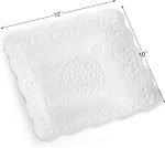 Set of 4 Square Embossed Ceramic Plate, 10 Inch Elegant Dinner Plates Ivory White, Appetizer Salad Serving Plates Kitchen Plates for Christmas Afternoon Tea Banquet Wedding Party Steak Pasta - Image 2