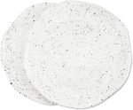 Handmade Glossy White Speckled 10.5 In Dinner Plates - Set of 2, Artisanal tableware for entree