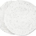 Handmade Glossy White Speckled 10.5 In Dinner Plates - Set of 2, Artisanal tableware for entree