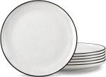 Ceramic White Dinner Plates Set of 6, 10.5 Inch Plates for Kitchen, Microwave Oven and Dishwasher Safe, Modern Dishes Set for Pasta,Steak, Dessert, Salad