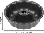 9.5" Non-stick Cake Pan, Heavy Duty Carbon Steel Fluted Tube Round Baking Pan,Buntz Pound Cake Pan Mold,Tube Bakeware,Baking Mold for Jello,Gelatin,Chocoflan,Flan - Image 2