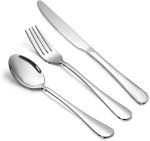 Silverware Set, Stainless Steel Knives Spoon Forks Set for Home, Kitchen and Restaurant, Mirror Polished& Dishwasher Safe (18pcs Silverware set)