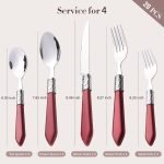 20-Piece Cutlery Set, Retro Rose Red Handle Stainless Steel (Knife, Fork, Spoon, Tea Fork, TeaSpoon) - 4 Person Set, Dishwasher Safe - Image 2