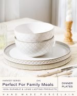 10.5” Ceramic Dinner Plates, Set of 4, Microwave & Dishwasher Safe, Salad Pasta Deep Plates with Embossments Set of 4 - Image 2