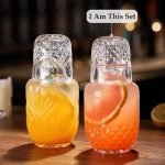 Bedside Water Carafe and Glass Set,  17 OZ Glasses Pitcher & 5 OZ Cup, Bedside Night Carafe Pitchers and Water Glass Tumbler Set,  Glass Water Pitcher with Cup Set for Bedroom - Image 2
