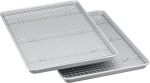 Ceramic Nonstick Baking Sheets & Cooling Rack Set, PTFE & PFOA Free, Dishwasher Safe, Oven Safe, Half Sheet Size, Gray, 2-Pack