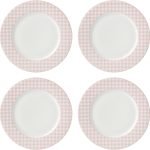 Gingham Dinner Plates, Set of 4, Pink, Valentine's Day