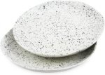 Handmade Glossy White Speckled 10.5 In Dinner Plates - Set of 2, Artisanal tableware for entree - Image 2