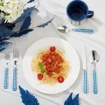 Silverware Set Stainless Steel Colorful Tableware Kitchen Flatware Set Utensils, Includes Dinner Knives, Forks, Spoons, Salad Forks & Dessert Spoons (Dark Blue/Checkered, 20 Pieces)