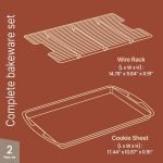 Cookie Sheet with Wire Rack Set, 2-Piece Nonstick Blue Marble Carbon Steel Pan & Cooling Rack, Space-Saving Stackable Set, PFOA, PFOS, PTFE Free, Oven Safe Up to 450°F, 17.4" Pan & 14.7" Rack - Image 2