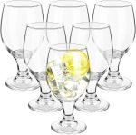 Set of 6 Clear Glasses 13.5 oz Water Goblet Glass Stemmed Water Glasses for Juice Wine Beer Tea Milk Cold Beverages Drinks Dishwasher Safe