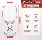 Set of 6 Clear Glasses 13.5 oz Water Goblet Glass Stemmed Water Glasses for Juice Wine Beer Tea Milk Cold Beverages Drinks Dishwasher Safe - Image 2