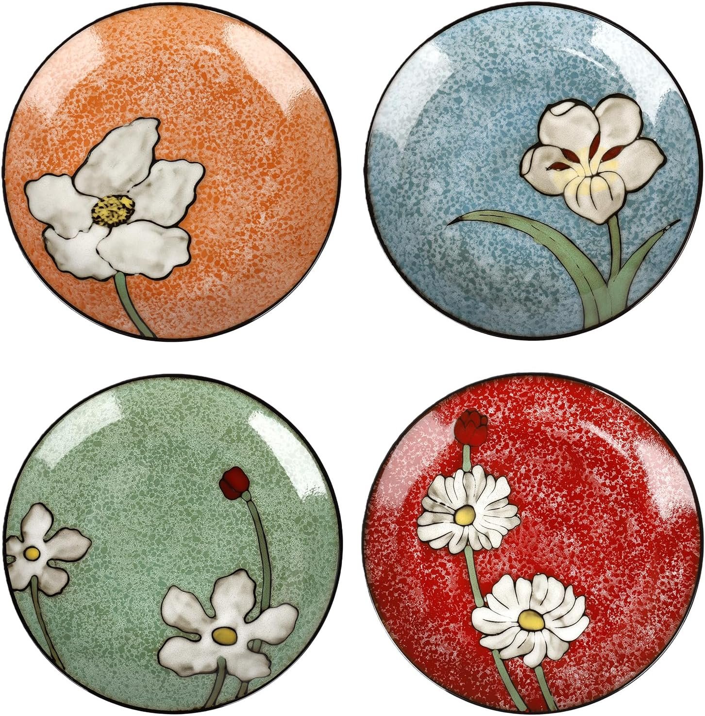 81vIRese66L._AC_SL1500_.jpg Ceramic Dinner Plates Set of 4, 11 Inch Underglaze Painting Large Porcelain Plates, Salad Plates-Microwave, Oven and Dishwasher Safe, Scratch Resistant - Image 1