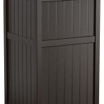 33 Gallon Durable Plastic Hideaway Outdoor Garbage Can with Secure Lid and Wicker Design for Home Backyards, Decks, or Patios, Java Brown