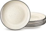Dinner Plates Set of 6, 10.5 Inch Ceramic Dinner Pasta Plates,Large Dinnerware Plate for Kitchen, Microwave & Dishwasher Safe Serving Bowls, Beige