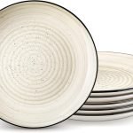 Dinner Plates Set of 6, 10.5 Inch Ceramic Dinner Pasta Plates,Large Dinnerware Plate for Kitchen, Microwave & Dishwasher Safe Serving Bowls, Beige
