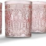 Old Fashioned Whiskey Glasses, Drinking Glasses,  Decor, Glass Cups, Water Glasses, Cocktail Glasses - Jax Collection, 12oz, Pink, Set of 4