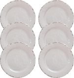 Classic Vintage White Melamine Dinner Plate Set, 11-inch Lightweight Round Kitchen Plates Set for Salad, Pasta –Unbreakable RV, Camping Dining Serving Dishes for Parties, Set of 6… - Image 2