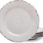 Classic Vintage White Melamine Dinner Plate Set, 11-inch Lightweight Round Kitchen Plates Set for Salad, Pasta –Unbreakable RV, Camping Dining Serving Dishes for Parties, Set of 6…