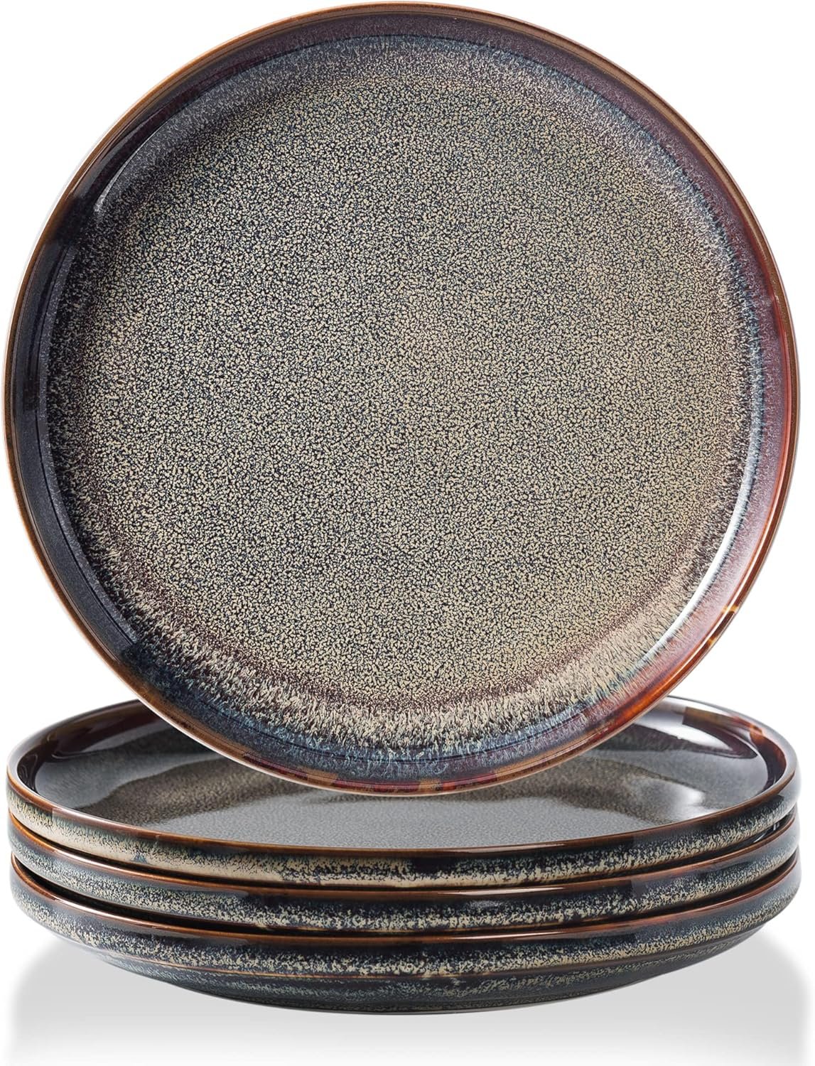 91nlrM1zAfL._AC_SL1500_.jpg Ceramic dinner plates set of 4, Large Dinnerware Plates & Salad plates for party and wedding, Microwave safe porcelain plates set, 10 Inch - Image 1